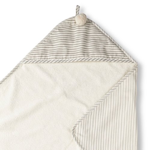 Hooded Towel, Stripes Away Pebble Grey