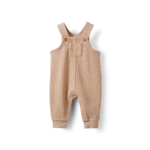 Organic Waffle Dungaree / 6-12M or 12-18M (oatmilk marle)