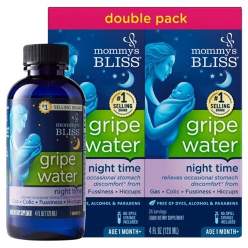 Mommy's Bliss Gripe Water Night Time Double Pack, Relieves Stomach Discomfort