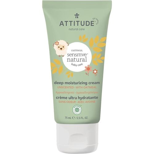 Attitude Deep Moisturizing Body Cream, Plant and Mineral-Based Ingredients, Vegan and Cruelty-free Personal Care Products for Sensitive Skin, Unscented, 2.5 Fl Oz