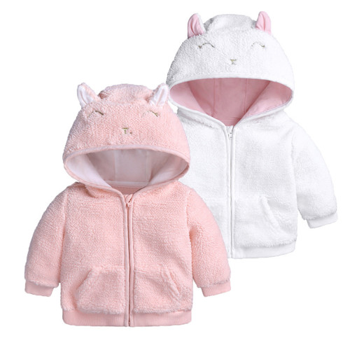 AKAFMK Boys Girls Winter Coat Newborn Infant Baby Cartoon Ear Hooded Pullover Tops Warm Clothes Coat