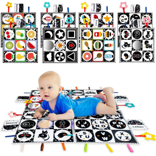 Amazon.com: Black and White High Contrast Baby Toys Infant Sensory Toys for Babies 0-6-12-18 Months,Newborn Tummy Time Toys with Mirror and Teether,Montessori Learning Activities for Babies Boy Girl Gift 4 Pack : Toys & Games