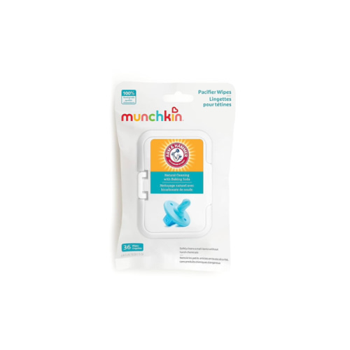 Munchkin Arm & Hammer Pacifier Wipes - Safely Cleans Breast Pump Parts and Feeding Essentials for Baby and Toddler, 1 Pack, 36 Wipes