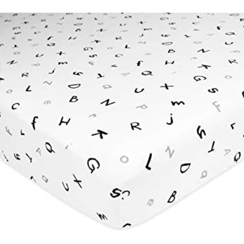American Baby Company Printed 100% Cotton Jersey Knit Fitted Crib Sheet for Standard Crib and Toddler Mattresses, Alphabet, for Boys and Girls