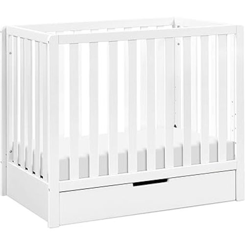 Carter's by DaVinci Colby 4-in-1 Convertible Mini Crib with Trundle Drawer in White, Greenguard Gold Certified, Undercrib Storage