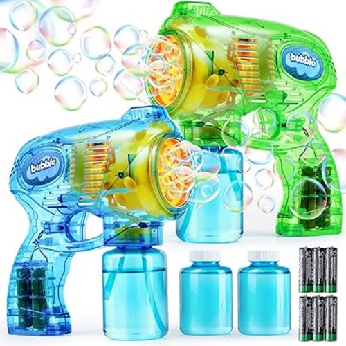 JOYIN 2 Bubble Guns Blaster Kit with 2 Solution for Kids, Automatic Bubble Maker Blower Machine for Party Favors, Birthday, Outdoor & Indoor Activity, Summer Toy