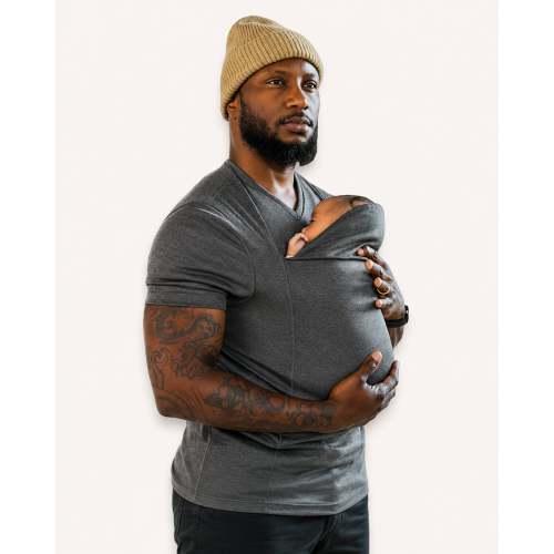 Gray | The Beelaunch Dad Shirt™ | Kangaroo Pouch Baby Carrier Shirt for Dads & Newborns