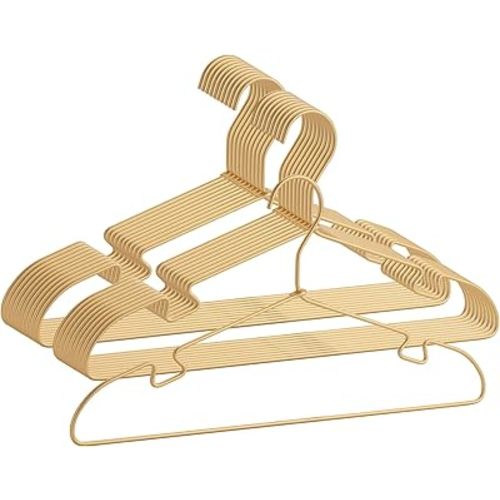 20 Pack Gold Aluminum Hangers, 16.5 Inch Non-Slip Metal Clothes Hangers, Lightweight Sturdy and Bulk Space-Saving Hangers for Pants, Skirt, Shirt, Dress, Tie