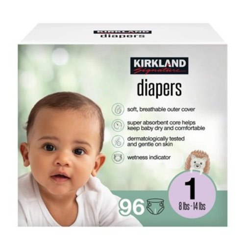 Kirkland Signature Diapers Size 1 (8 lbs+) 96 CT