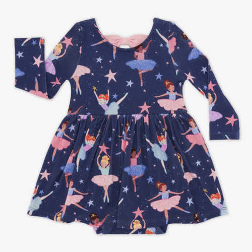 Twilight Ballet Bow Back Skater Dress with Bodysuit