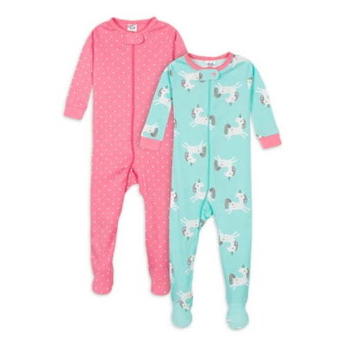 Gerber Baby & Toddler Neutral Snug Fit Footed Cotton Pajamas, 2-Pack, Sizes 0/3 Months - 5T