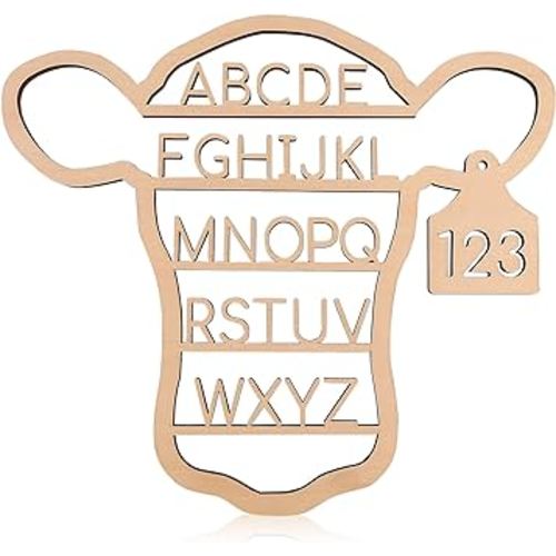 Western Nursery Wall Decor Neutral Cow Alphabet Wall Art,3D Cut ABC Letters Signs,Boho Wall Decor for Nursery, Bedroom, Playroom,and Kids Room