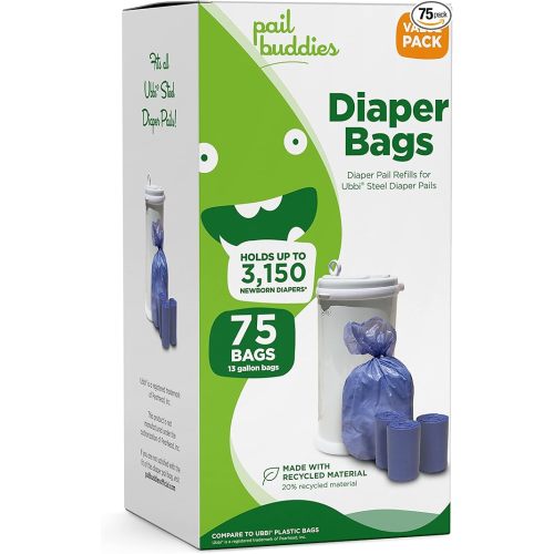 Diaper Pail Refill Bags for Ubbi, 75 Count, Odor Control, Tear-Resistant