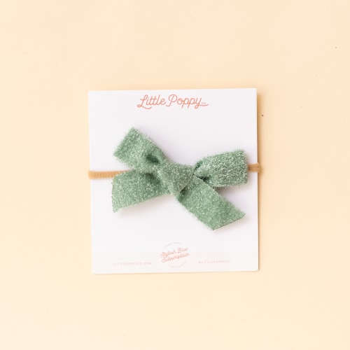 Green Shimmer Ribbon Headband Bow