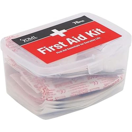 DMI 76-Piece First-Aid Kit, All-Purpose Use for Minor Cuts and Scrapes, Durable Water-Resistant Case, Convenient and Portable, FSA & HSA Eligible