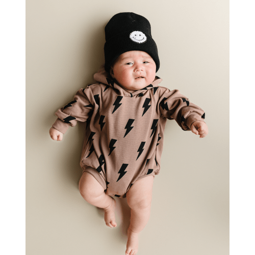 Hooded Bubble Romper | Mocha Bolts