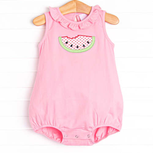 Melon Smiles Applique Girl Bubble, Pink – Stitchy Fish