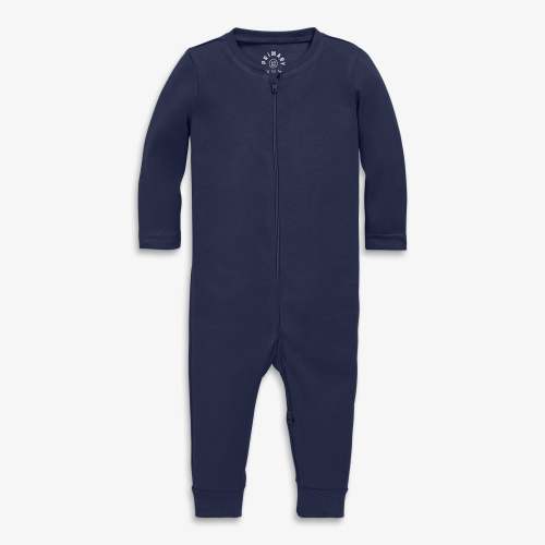 Baby organic zip romper - Navy, 9-12M