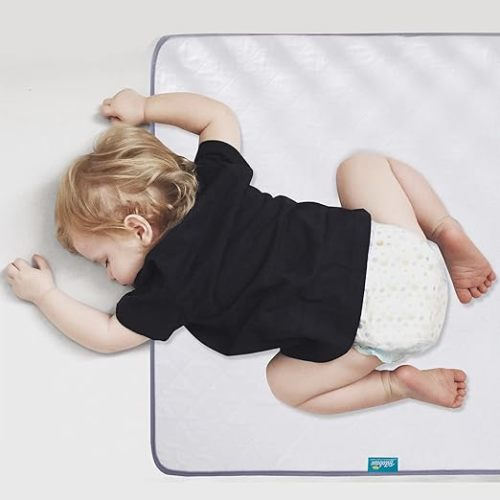 Waterproof Crib Mattress Protector 27" x 38", Non-Slip & Durable Wateproof Crib Mattress Pad Mat for Baby Pack n Play/Crib/Mini Crib - White