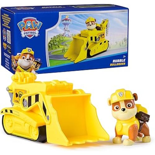 PAW Patrol, Rubble’s Bulldozer Toy Truck with Collectible Action Figure, Sustainably Minded Kids Toys for Boys & Girls Ages 3 and Up