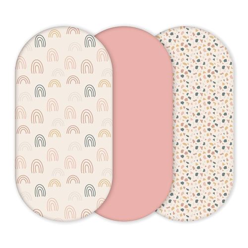 Premium Fitted Baby Bassinet Sheets, Changing Pad Cover and Stroller Sheets, Compatible with 4moms Mamaroo, Chicco Lullago, Graco, Halo and Uppababy, 100% Ultrasoft Cotton, 32x16” - Rosetta