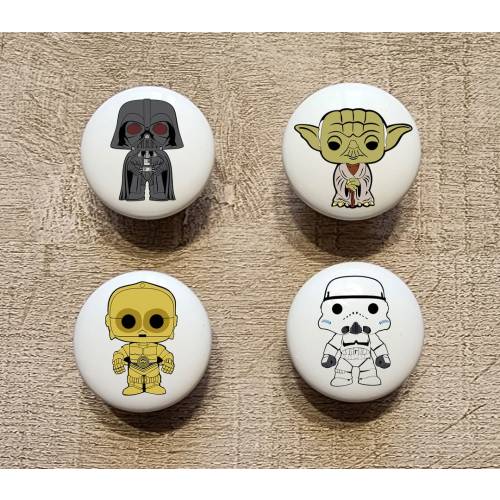 Galactic Chibi Full Character Ceramic Knobs / Bedroom Dresser Knob / Nursery Drawer Knobs / Galactic Character Cabinet Knobs / Chibi Style