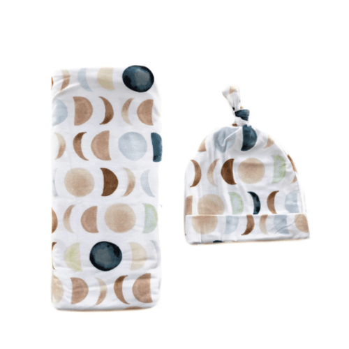 Luna Neutral Swaddle & Hat Set - Little Sleepies