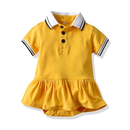 BAODANN Baby Girls Dress Bodysuit Casual Summer Outfit Gentle Short Sleeve Romper For Toddler 6 24 Months Beach School Party Basic Solid Color Girl Clothes Daddy And Outfits Warm Baby Bodysuit