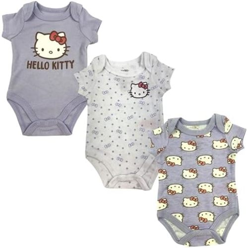 Hello Kitty Baby Girls’ 3-Pack Bodysuit – Infant Cotton Onesies Clothing Set