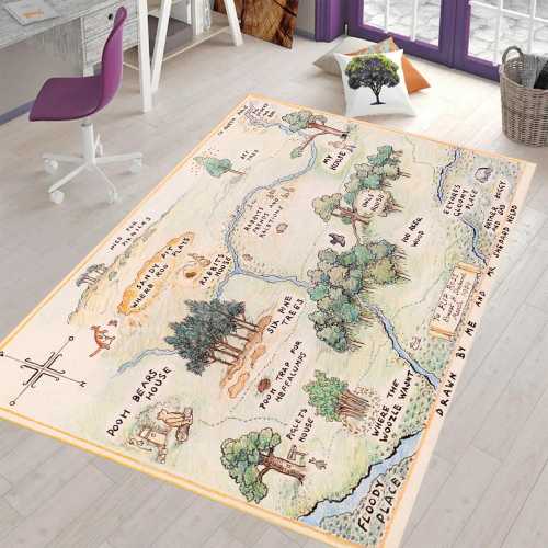 Winnie The Pooh Map Rug, Pooh Bear Map, 100 Acre Wood Map Rug, Winnie The Pooh Area Rug,Hundred Acre Rug,Kids Play Rug,Play Rugs,Nursery Rug