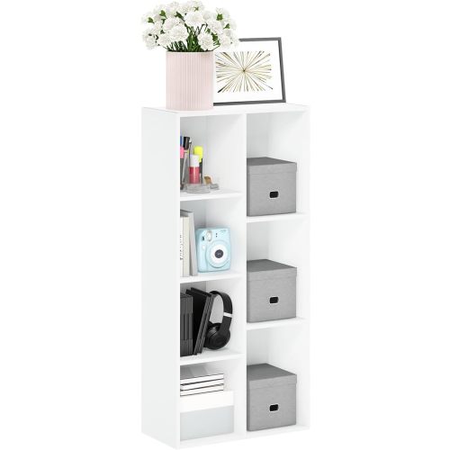 Furinno Luder Bookcase / Book / Storage , 7-Cube, White