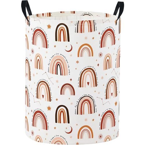 Baby Laundry Basket Baby Nursery Hamper Kids Laundry Basket Toy Storage Bin for Boys Room Decor Gift Baskets for Bedroom Bathroom(Rainbow)
