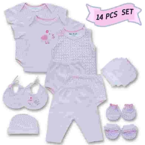 Baby Bright Newborn Essentials Baby Girl Outfits – 14pcs Baby Gift Set 0-3 Months, Newborn Baby Essentials, Baby Shower Gifts, Baby Mittens, Soft Baby Washcloths