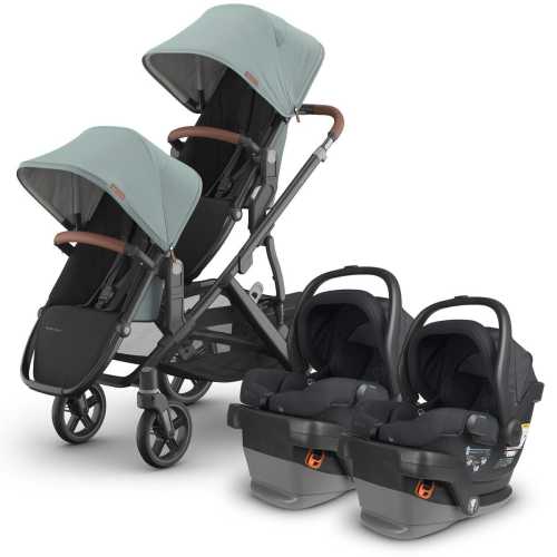 UPPAbaby Vista V3 Twin Stroller with RumbleSeat V3 + Mesa V2 Travel System Bundle - Kenzi / Jake
