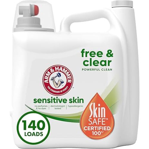 Arm & Hammer Sensitive Skin Free & Clear, 140 Loads Liquid Laundry Detergent, 140 Fl oz