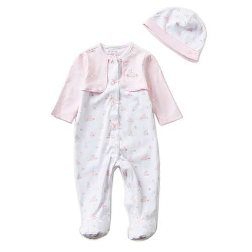 Little Me Baby Girls Preemies-9 Months Baby Bunny 2-Pieced Footie Coverall and Hat Set