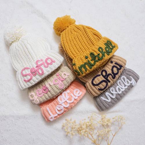 Baby Name Beanie,Custom Baby Beanie,Baby Hat With Name,Newborn Hat Boy,Girl Hat Pom Pom,Kids Name Hat,Knit Name Beanie,Baby Christmas Gift