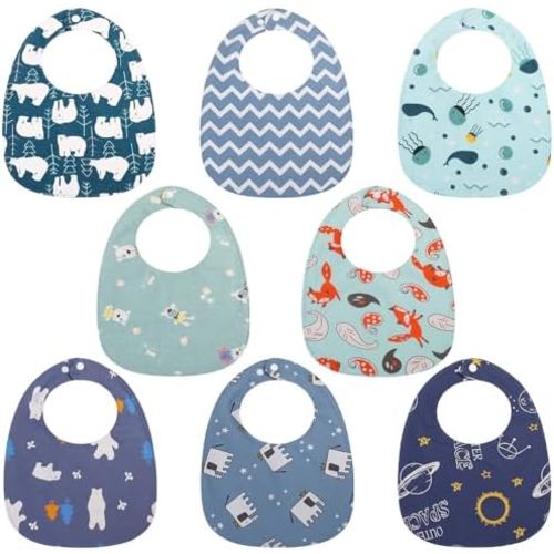 8 Pack Baby Drool Bibs, Cotton Baby Bandana Drool Bibs Newborn Bibs Drooling and Teething Bibs