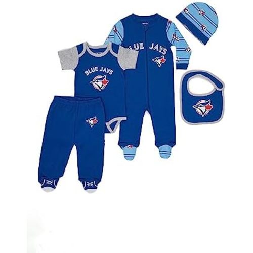 Gertex MLB Toronto Blue Jays Baby Infant 5-Piece Bundle Layette Gift Multipack | Multiple Colours and Style Sets