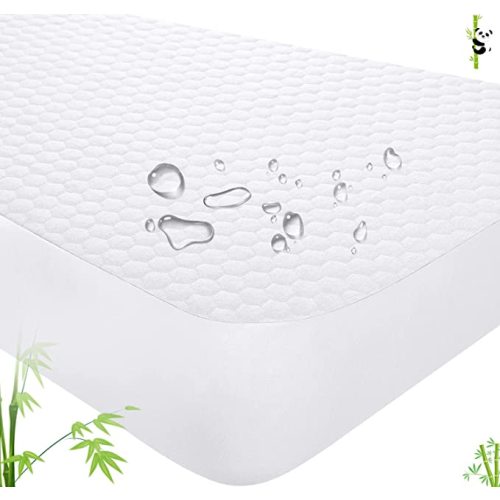 Bamboo Waterproof Crib Mattress Protector, Quilted Fitted Crib Mattress Pad, Ultra Soft Breathable Toddler Mattress Protector Baby Crib Mattress Cover by Yoofoss (52''x28'')