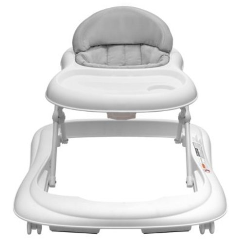 KFFKFF Baby Walker, Compact Folding Design, 3-Position Height Adjustment, Wheeled Infant Walker & Play Area with Tray, Secure Anti-Tip Support for 6-12 Month Olds