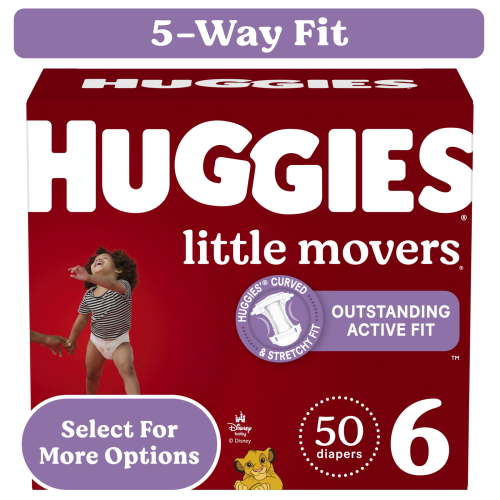 Huggies Little Movers Baby Diapers, Size 6 (35+ lbs), 50 Ct