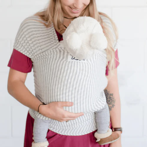 The Shannon Beluga Baby Wrap | Light Grey Stripe Bamboo Baby Carrier - Beluga Baby Carriers