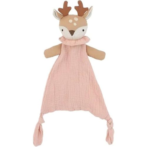 MON AMI Fawn Security Blankie for Babies 14”, Cotton Lovey Blanket with Soft Stuffed Animal, Knotted Security Blanket for Newborns