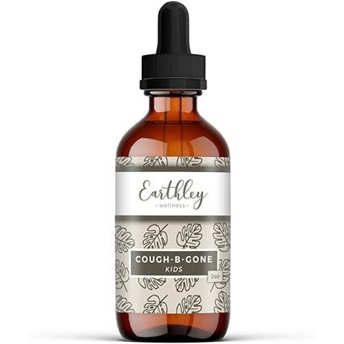 Earthley Wellness, Cough-B-Gone, Natural Herbal Formula, Cold and Cough Remedy, Removes Extra Mucus, Soothes Sore Throats, Promotes Lung Health, and Detoxification, Cough Be Gone (2oz, Kids)