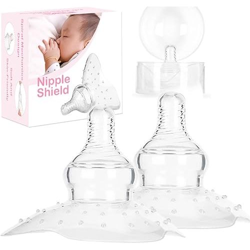 2 Pack Nipple Shields for Nursing Newborn 20mm, Nippleshield for Breastfeeding Nursing Mothers with Inverted & Sore Nipple with Carrying Case