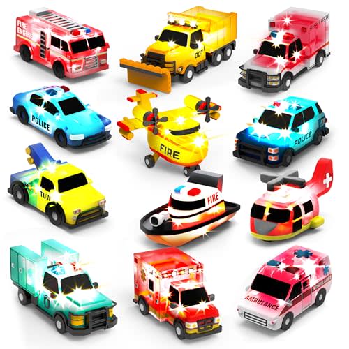 Tub Works® Emergency™ Cars Light Up Bath Toys, 12 Pack | Water-Activated Light Up Toys Flash & Change Color | Easy-Grip Baby & Toddler Bath Toys | Sensory Toys with Bath Lights for Kids Bath