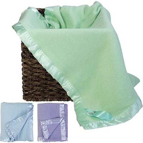 Bamboo Rayon Soft Light Green Toddler Security Blanket - Lime Green Baby Blanket with Satin Edging - Perfect for Naps, Car Carrier, Stroller Rides and Travel - 34 x 47 inches - Newborn Baby Blankie