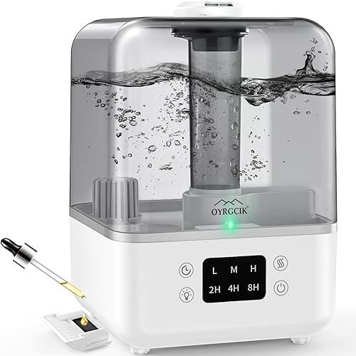 Humidifiers for Bedroom Large Room, Ultrasonic Air Humidifiers for Baby Home, 5L Top Fill Humidifier w/Touch Display, Essential Oil Diffuse, 3 Mist Levels, Auto Shut-Off, Timer, Sleep Mode, Quiet