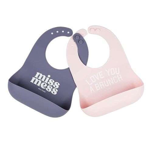Baby Bib for Eating by Bella Tunno, Waterproof Silicone Bib with Large Food Catcher, Adjustable Fit for Babies 4-12 months & Toddlers 1-3 Years, Boys & Girls, Oh Hey Sunshine